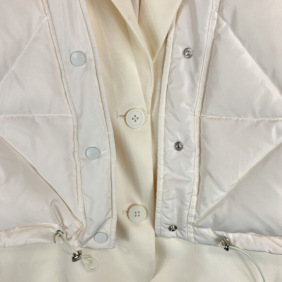 Grey Lab Down Filled Jacket Womens Small Ivory Designer Chic Boho Goose Feathers - Picture 3 of 16